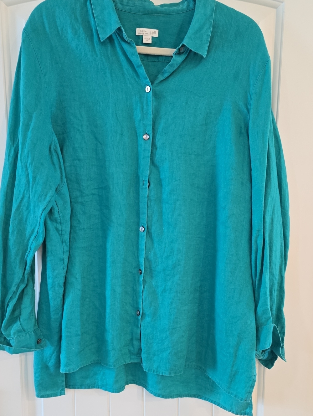 J. Jill Teal Button-Down Linen Shirt